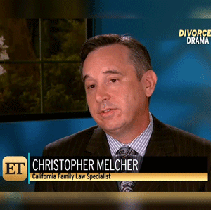 Celebrity Divorce Lawyer Christopher C. Melcher on Entertainment Tonight commenting on celebrity divorce of Johnny Depp