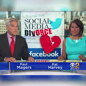 Newscasters on CBS discussing filing for divorce on social media
