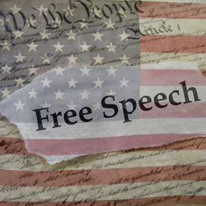 american flag and free speech written over it