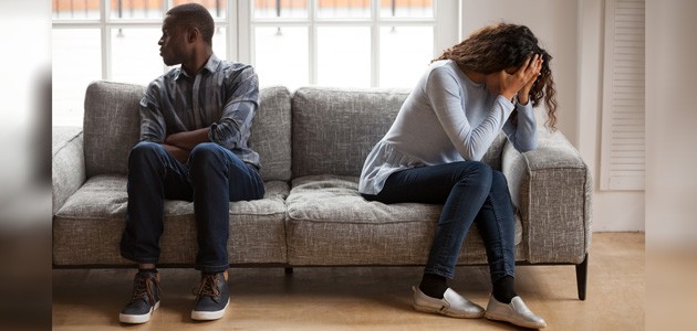 Stressed black couple fighting indicating Divorcing Parties or couples