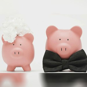 Piggy Banks in wedding attire