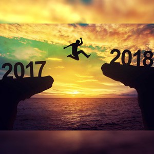 Photo of a person jumping from 2017 to 2018