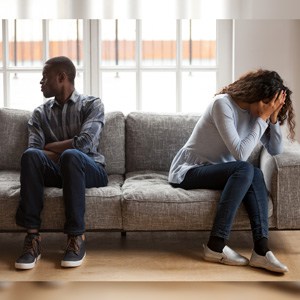 Stressed black couple fighting indicating Divorcing Parties or couples