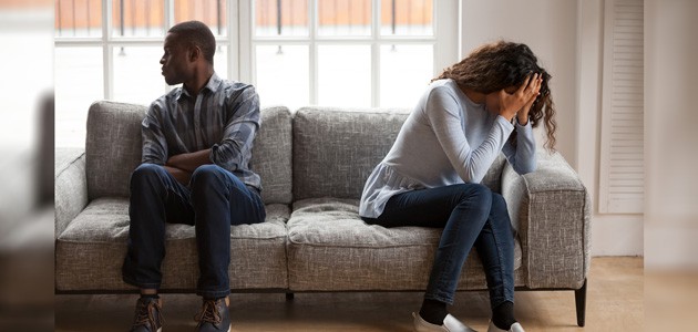 Stressed black couple fighting indicating Divorcing Parties or couples