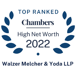 Walzer Melcher & Yoda LLP Named Best Family Law Firm in 2022 Band 1 by Chambers & Partners independent research company award logo