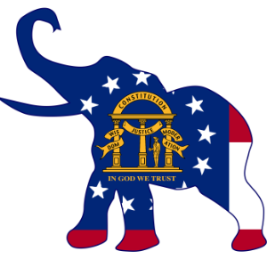 Georgia Republican Elephant Flag Over a White Background