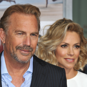 Kevin Costner and wife Christine Baumgartner at a movie premiere in 2015