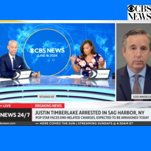 Celebrity lawyer Christopher C. Melcher explains Justin Timberlake's DWI charges on CBS News with 2 News Anchors