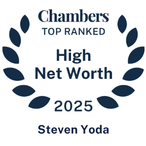 Logo of Chambers & Partners Naming Celebrity lawyer Steven K. Yoda as a best family law attorney in California 2025 (Band 1 Chambers High Net Worth)