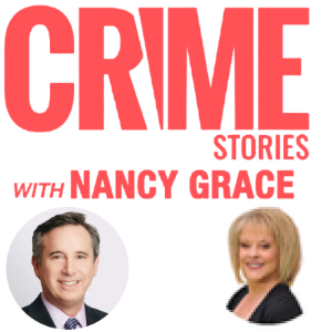 Logo of Crime Stories with Nancy Grace with headshots of Nancy Grace and Celebrity Lawyer & legal analyst Christopher C. Melcher