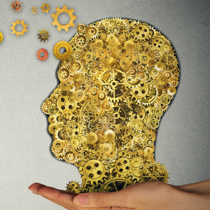 A graphic of a human head with ideas coming out of it depicting intellectual property and likeness rights