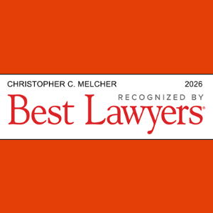 Christopher C. Melcher recognized in The Best Lawyers in America 2026 for Family Law and Appellate Practice. Award badge for Walzer Melcher Yoda LLP